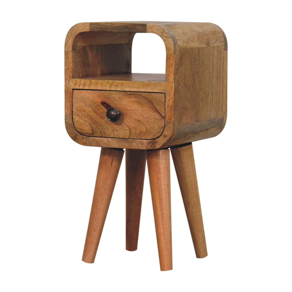 Extra Mini Oakish Curve Open Slot Bedside Table