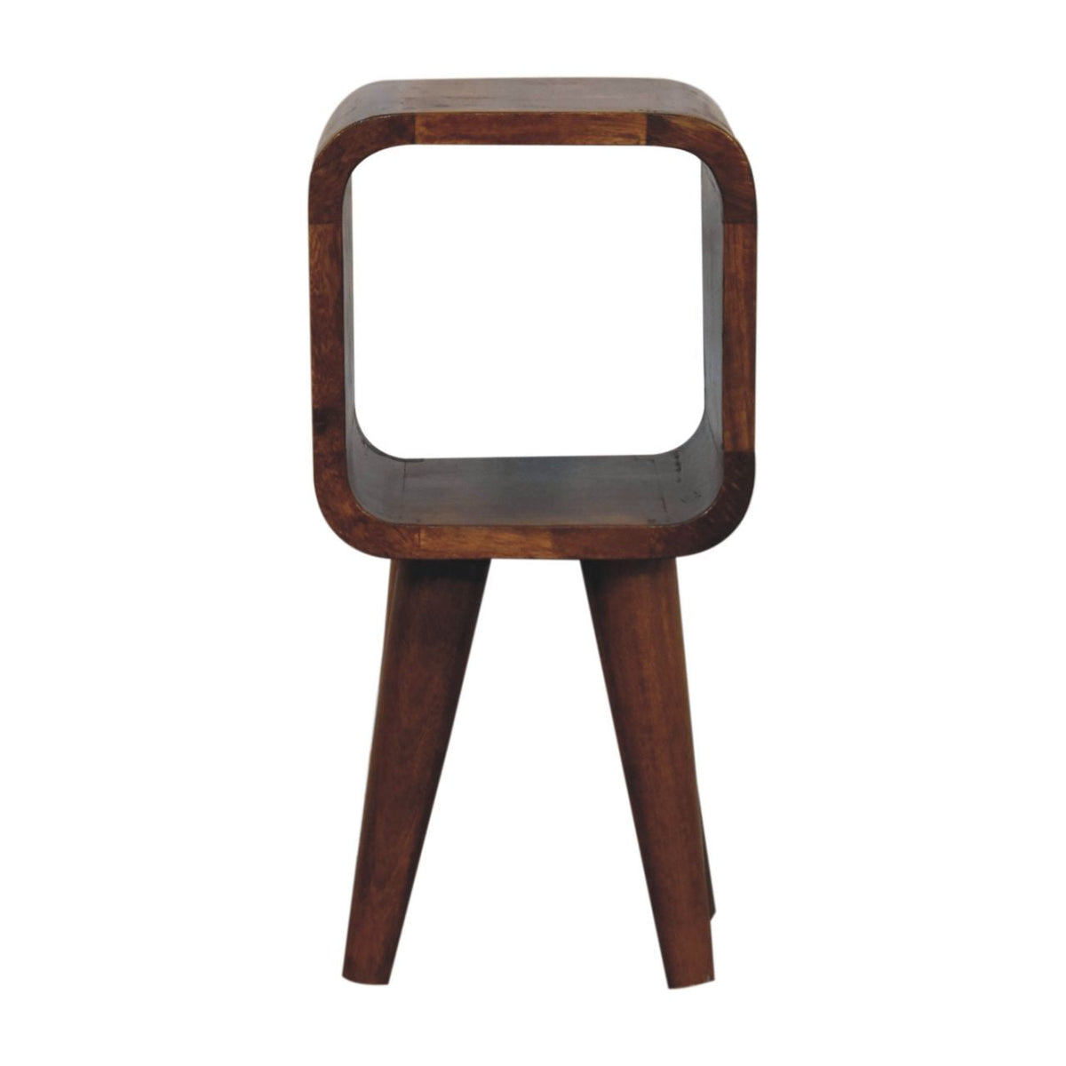 Extra Mini Minimalist Open Curved Chestnut Bedside Table