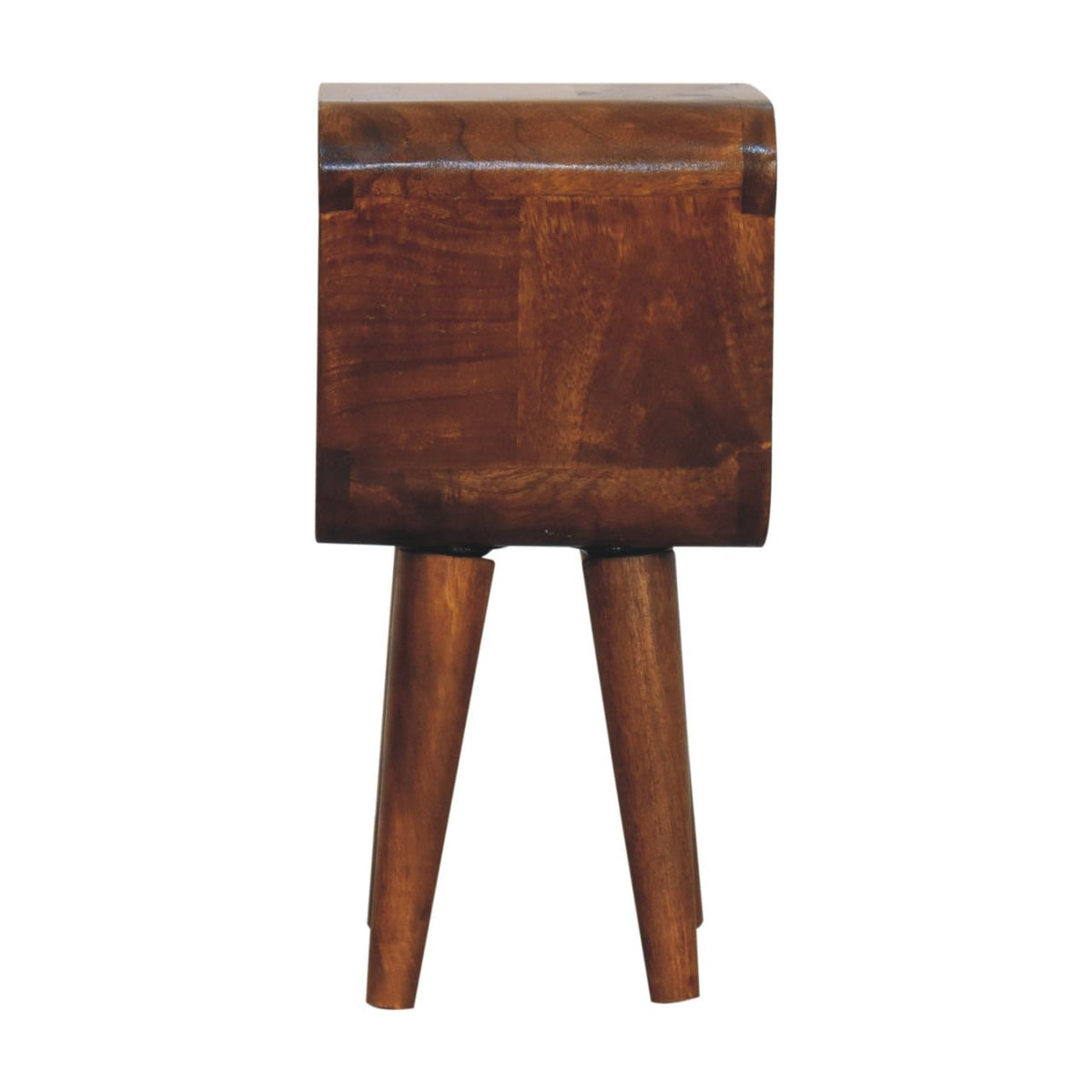 Extra Mini Minimalist Open Curved Chestnut Bedside Table