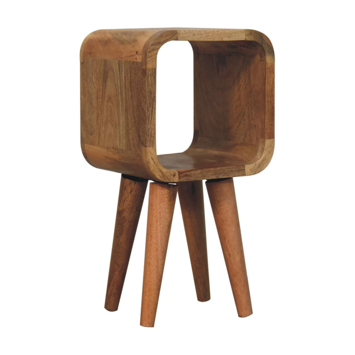 Extra Mini Minimalist Open Curved Oak-ish Bedside Table