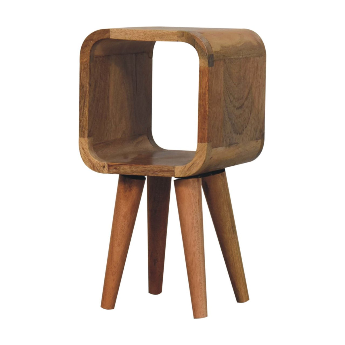 Extra Mini Minimalist Open Curved Oak-ish Bedside Table