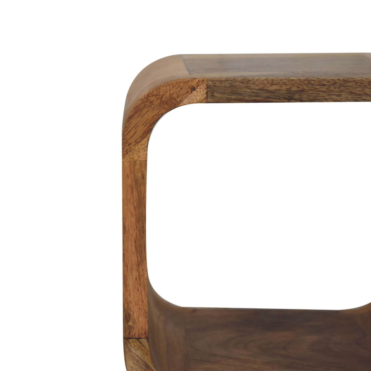 Extra Mini Minimalist Open Curved Oak-ish Bedside Table