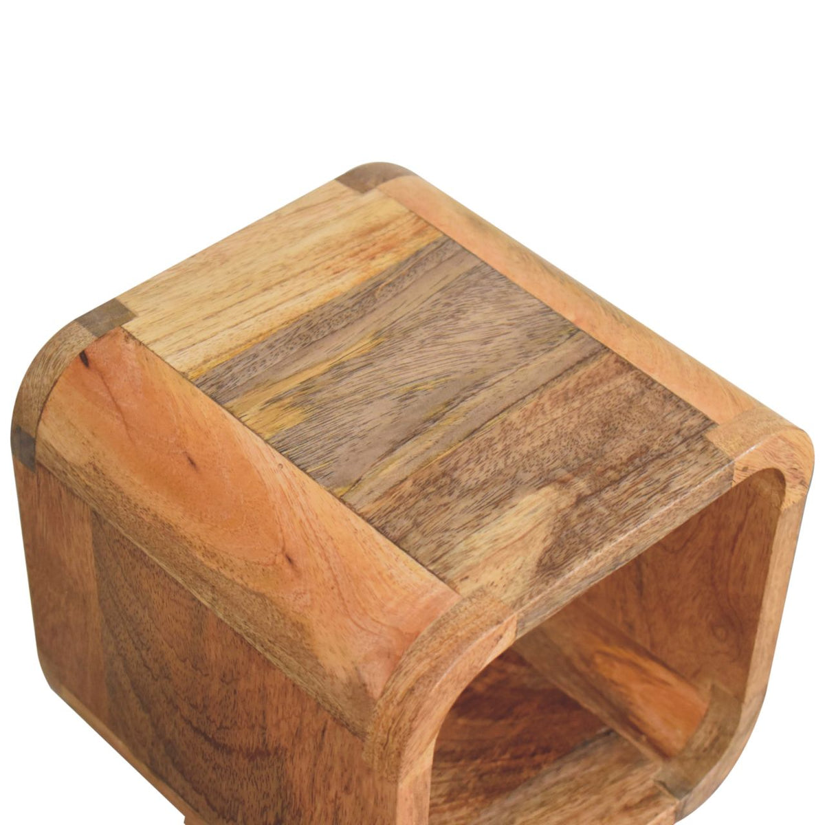 Extra Mini Minimalist Open Curved Oak-ish Bedside Table