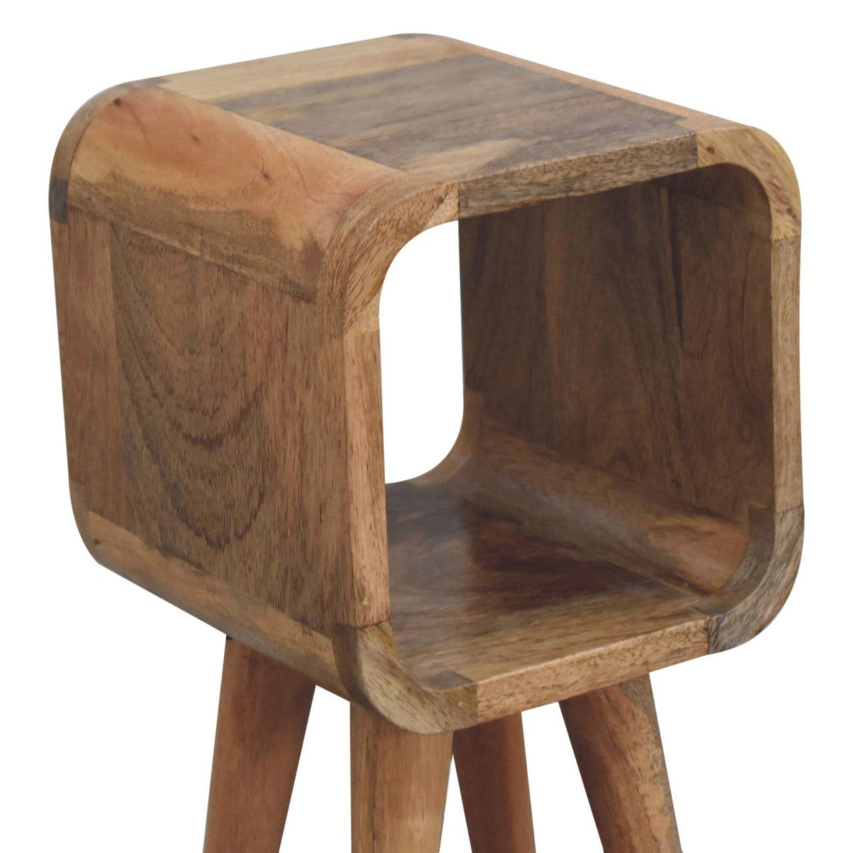 Extra Mini Minimalist Open Curved Oak-ish Bedside Table