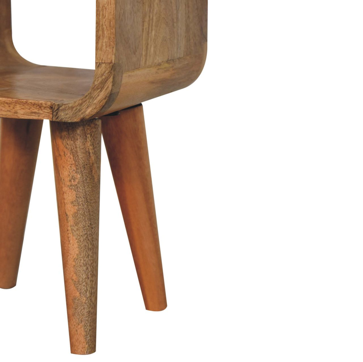 Extra Mini Minimalist Open Curved Oak-ish Bedside Table