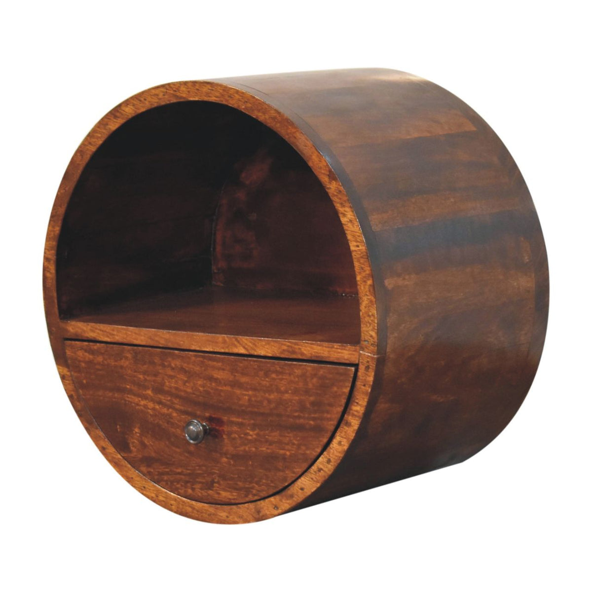 Floating Circle Chestnut Bedside Table