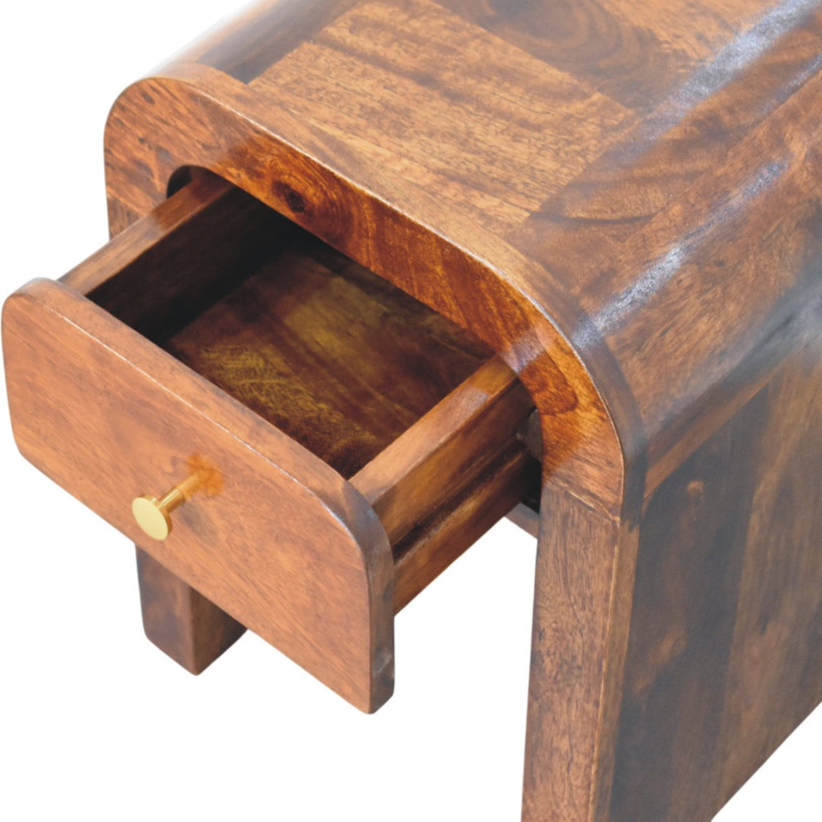 Mini Darcy Chestnut Nightstand with Curved Edges Chest of Drawers