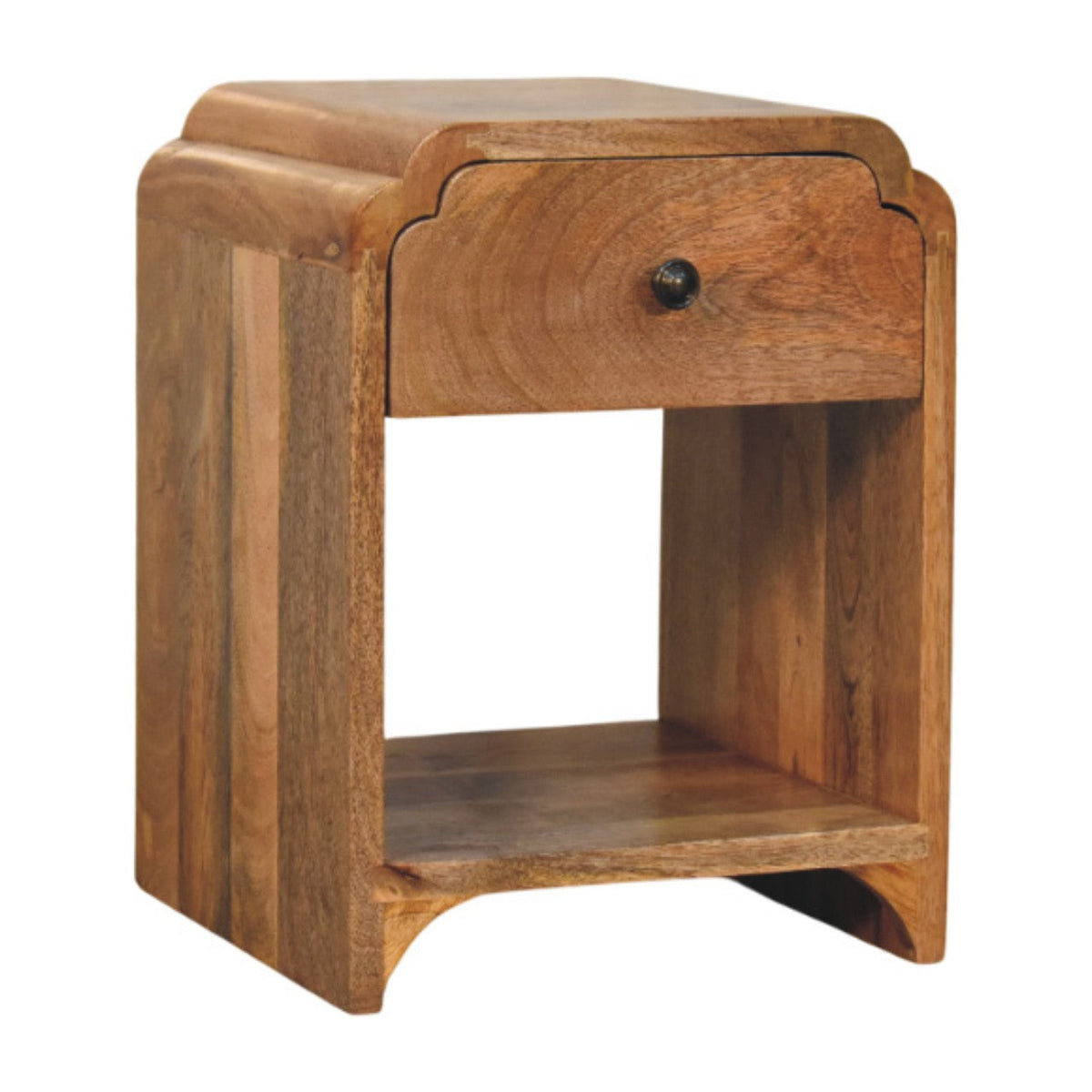 Newton Mini Oak-ish Nightstand with a drawer and open shelf Chest of Drawers