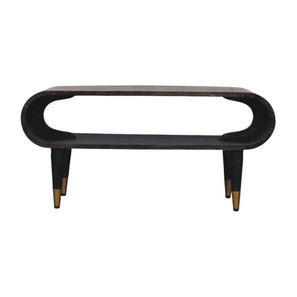 Curved Edge Media with Brass Accents TV Media Unit