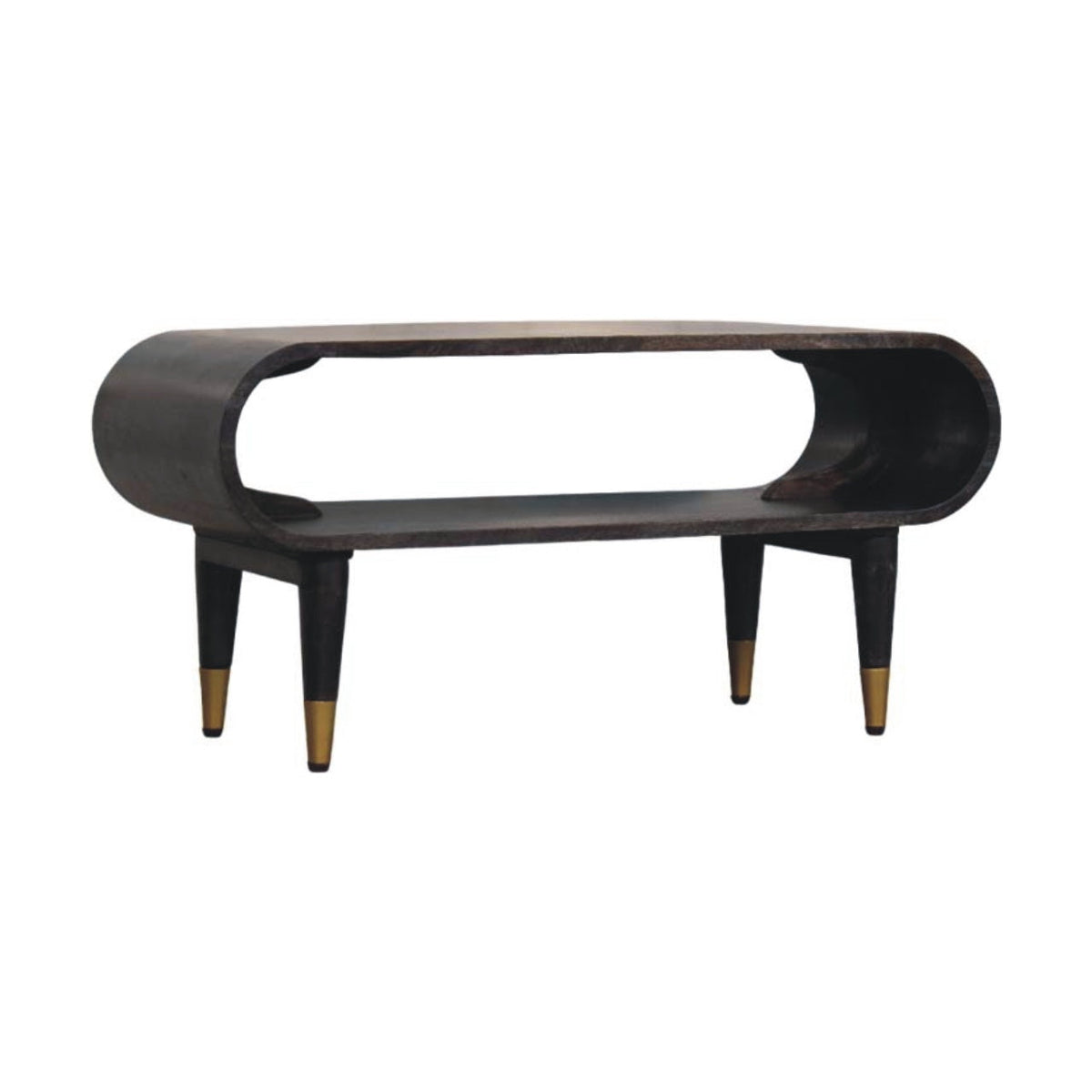 Curved Edge Media with Brass Accents TV Media Unit