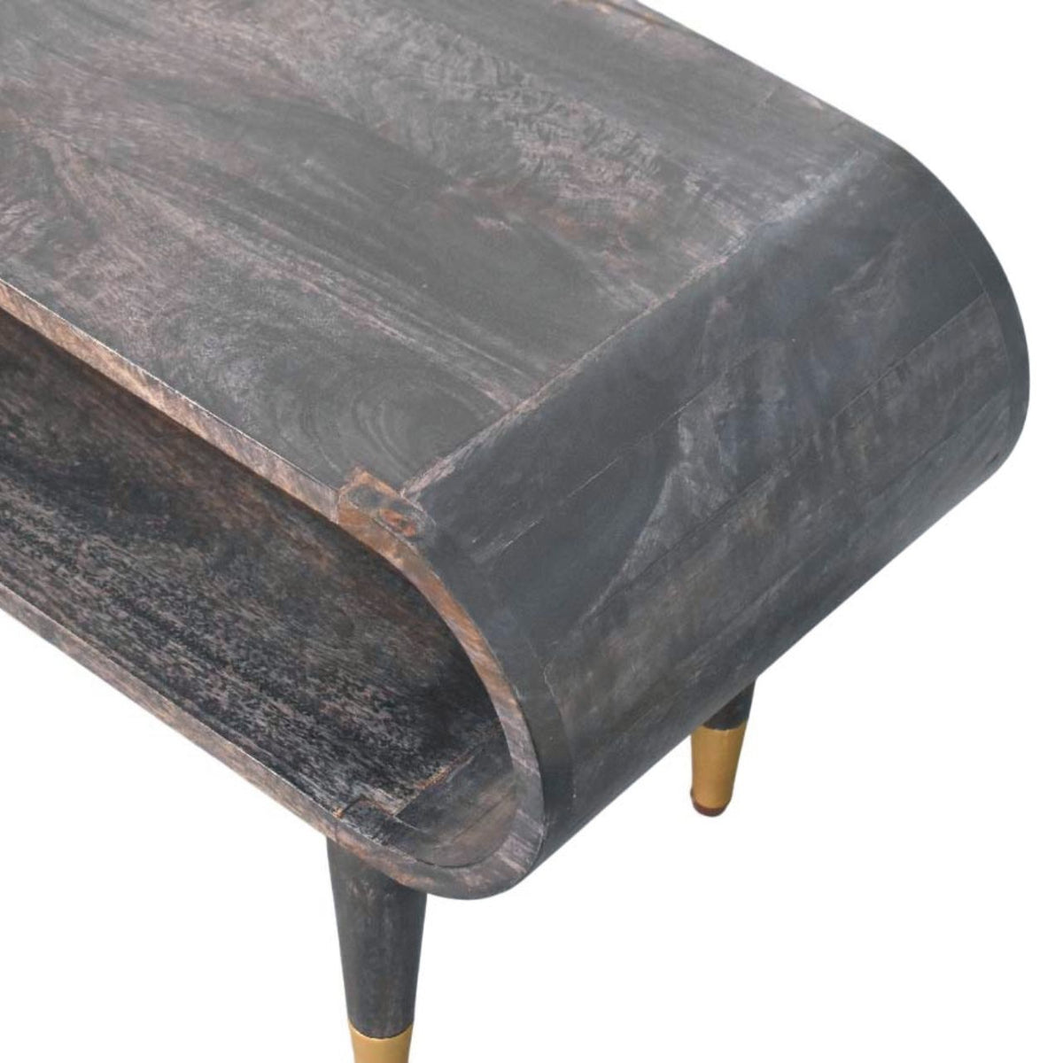 Curved Edge Media with Brass Accents TV Media Unit
