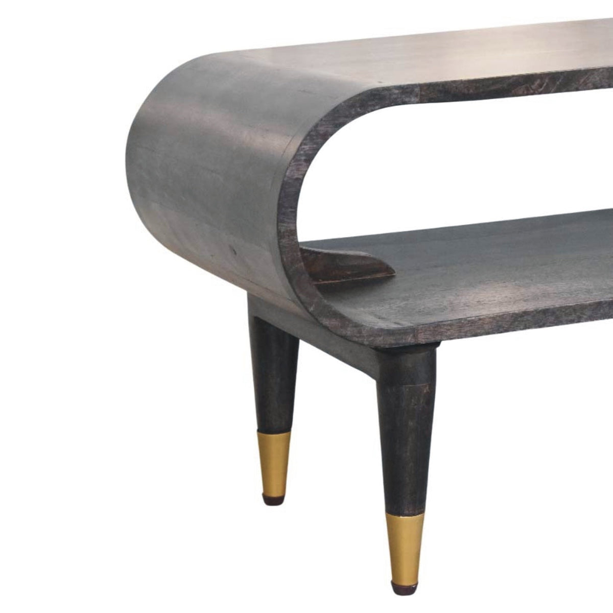 Curved Edge Media with Brass Accents TV Media Unit