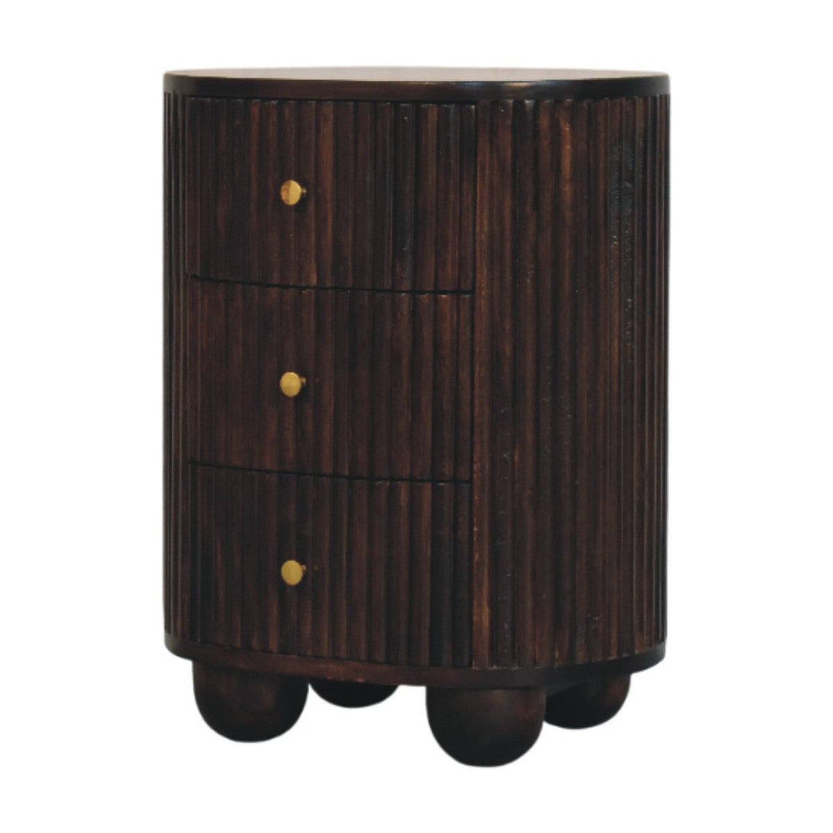 Curved Fluted 3-Drawer Bedside Table
