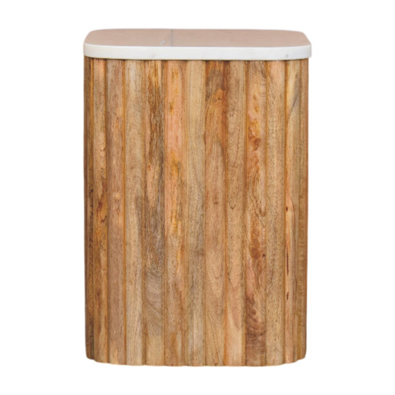 Oakish Marble Side Table Accent Piece | Oak-Ish Solid Mango Wood Marble-Effect