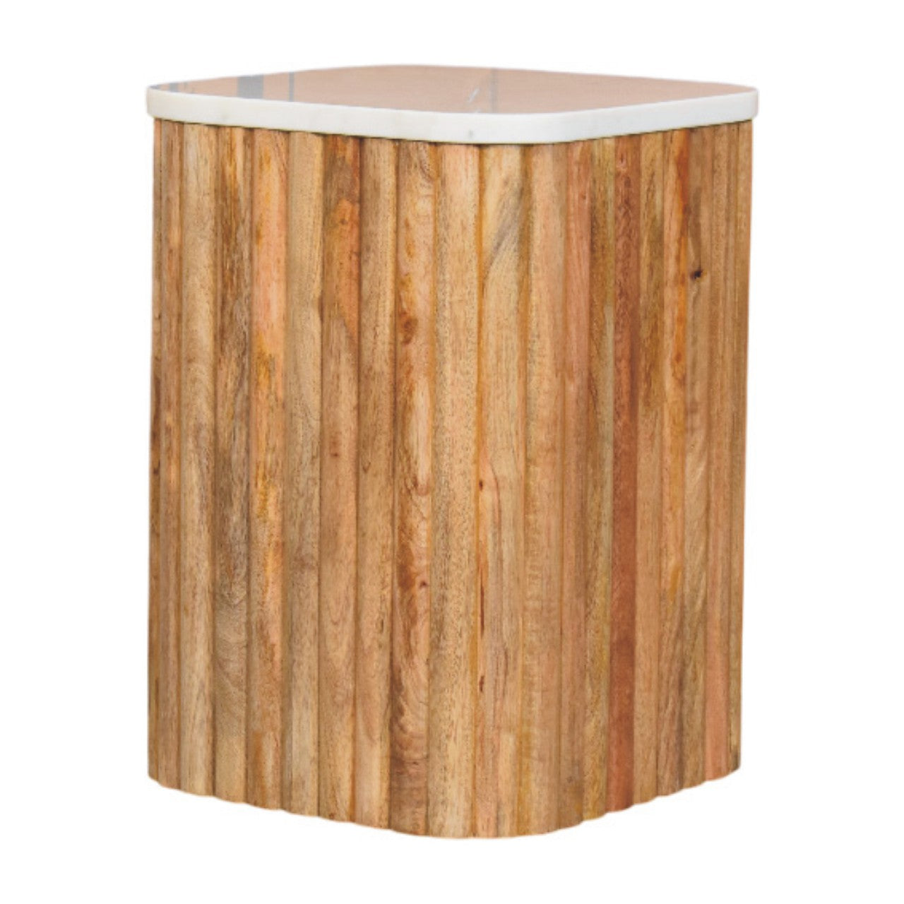 Oakish Marble Side Table Accent Piece | Oak-Ish Solid Mango Wood Marble-Effect