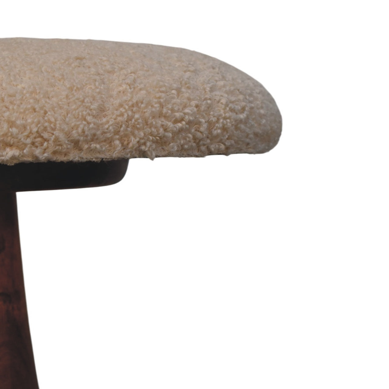 Boucle Teak Accent Footstool