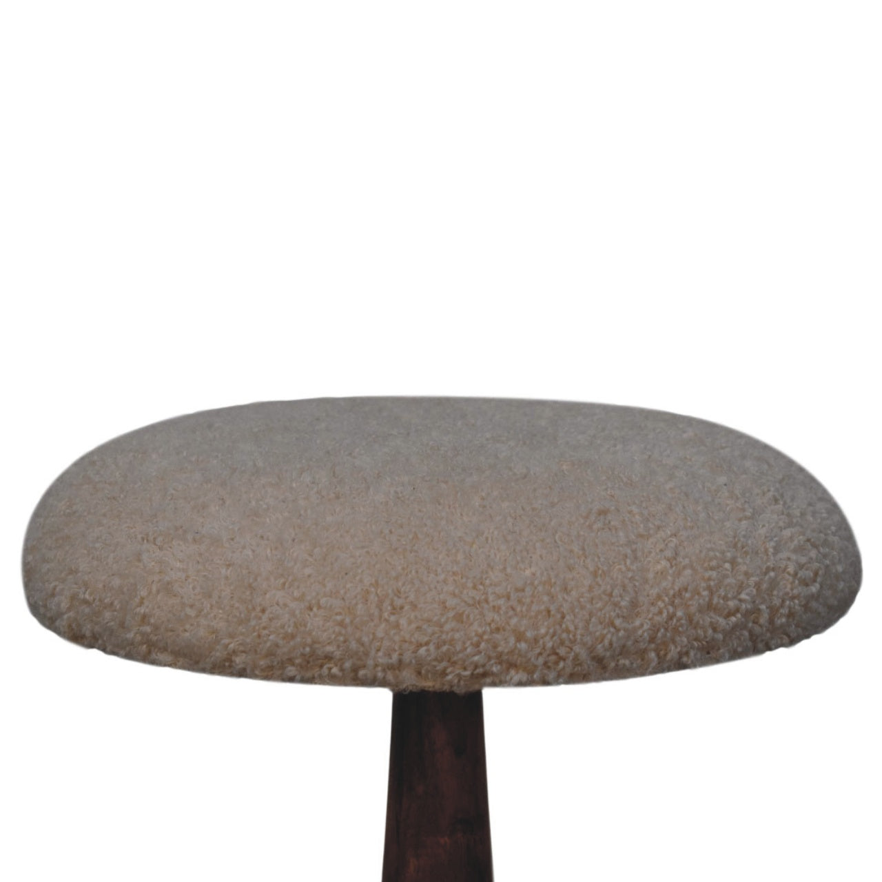 Boucle Teak Accent Footstool