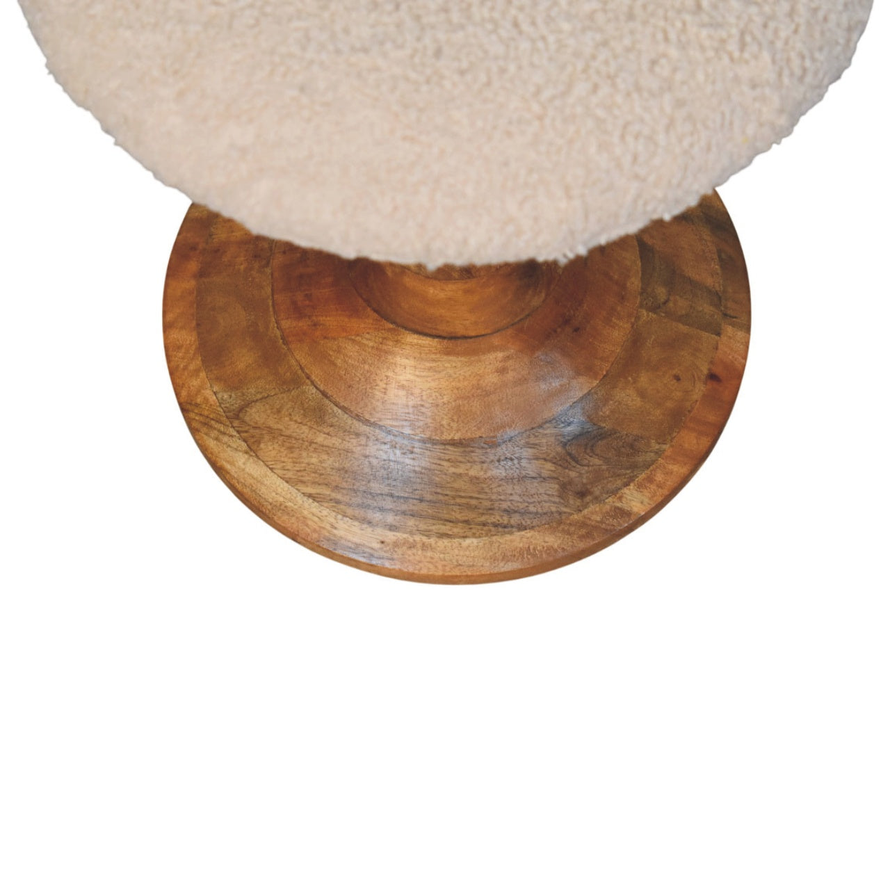 Boucle Teak Accent Footstool
