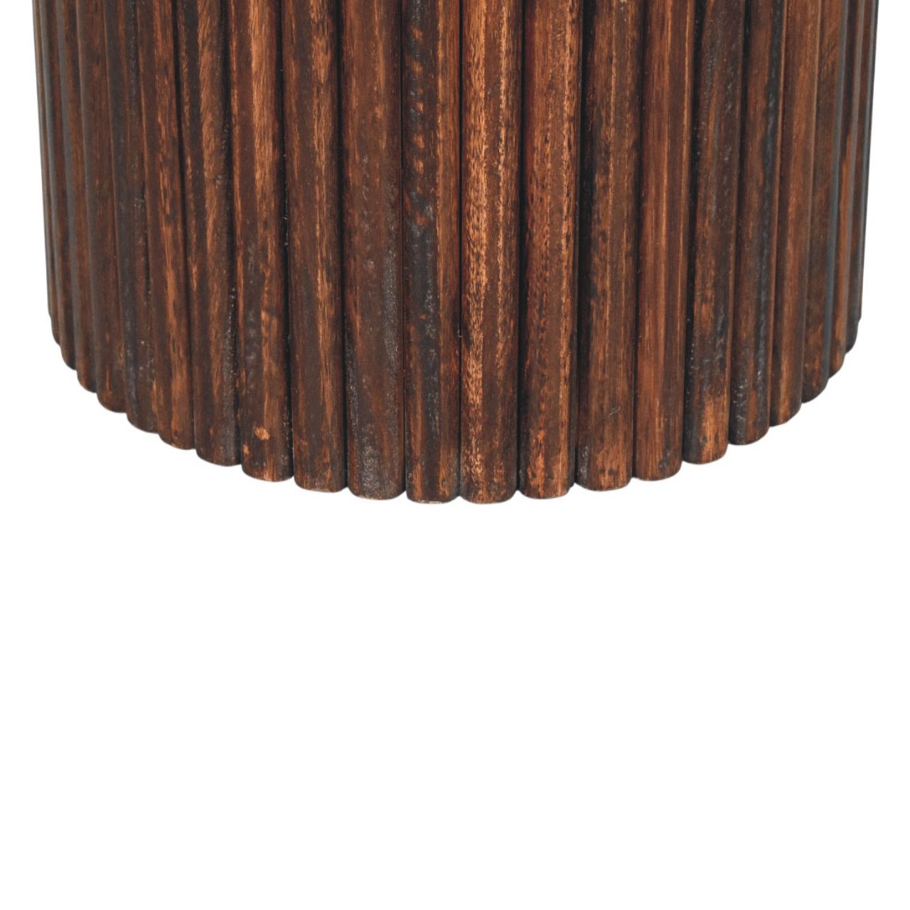 Ribbed Leather Accent Footstool