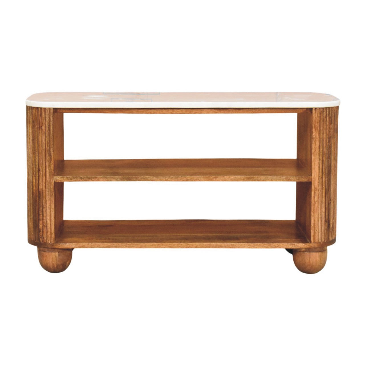 Beaumont Marble Shoe Bench | Marble-Effect Solid Mango Wood