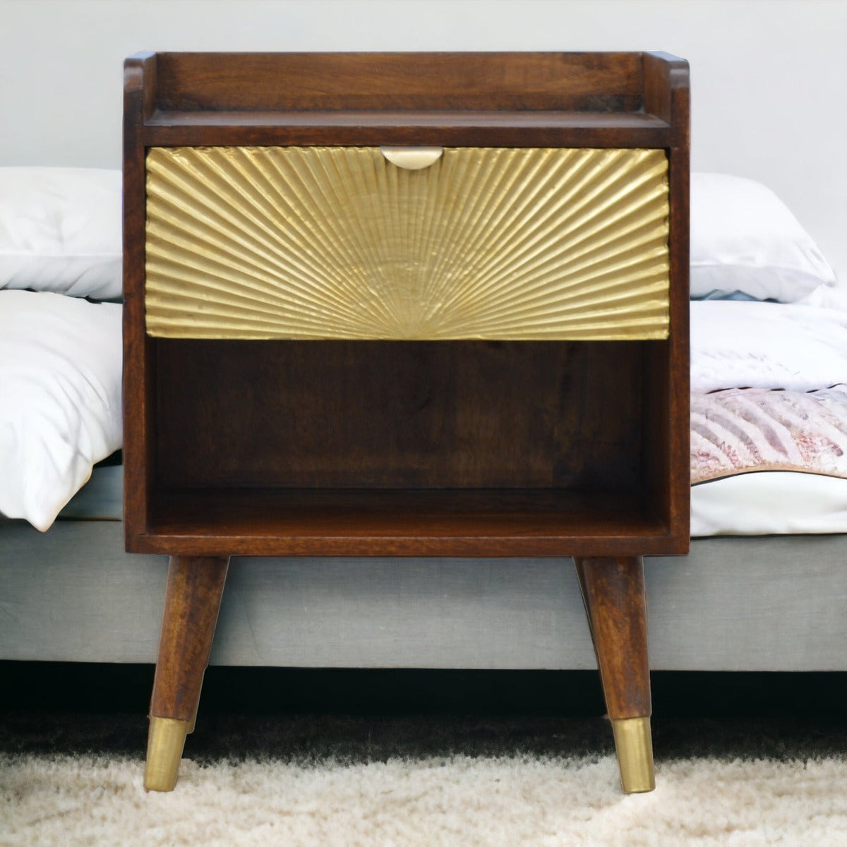 Manila Gold One Drawer Bedside Table
