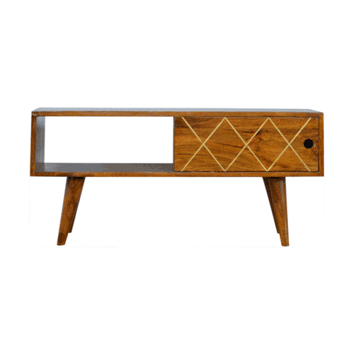 Sliding Brass Inlay TV Media Unit