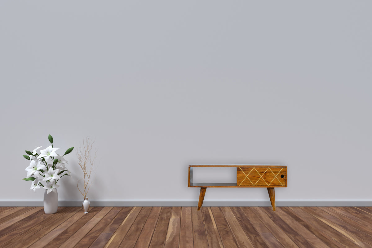 Sliding Brass Inlay TV Media Unit