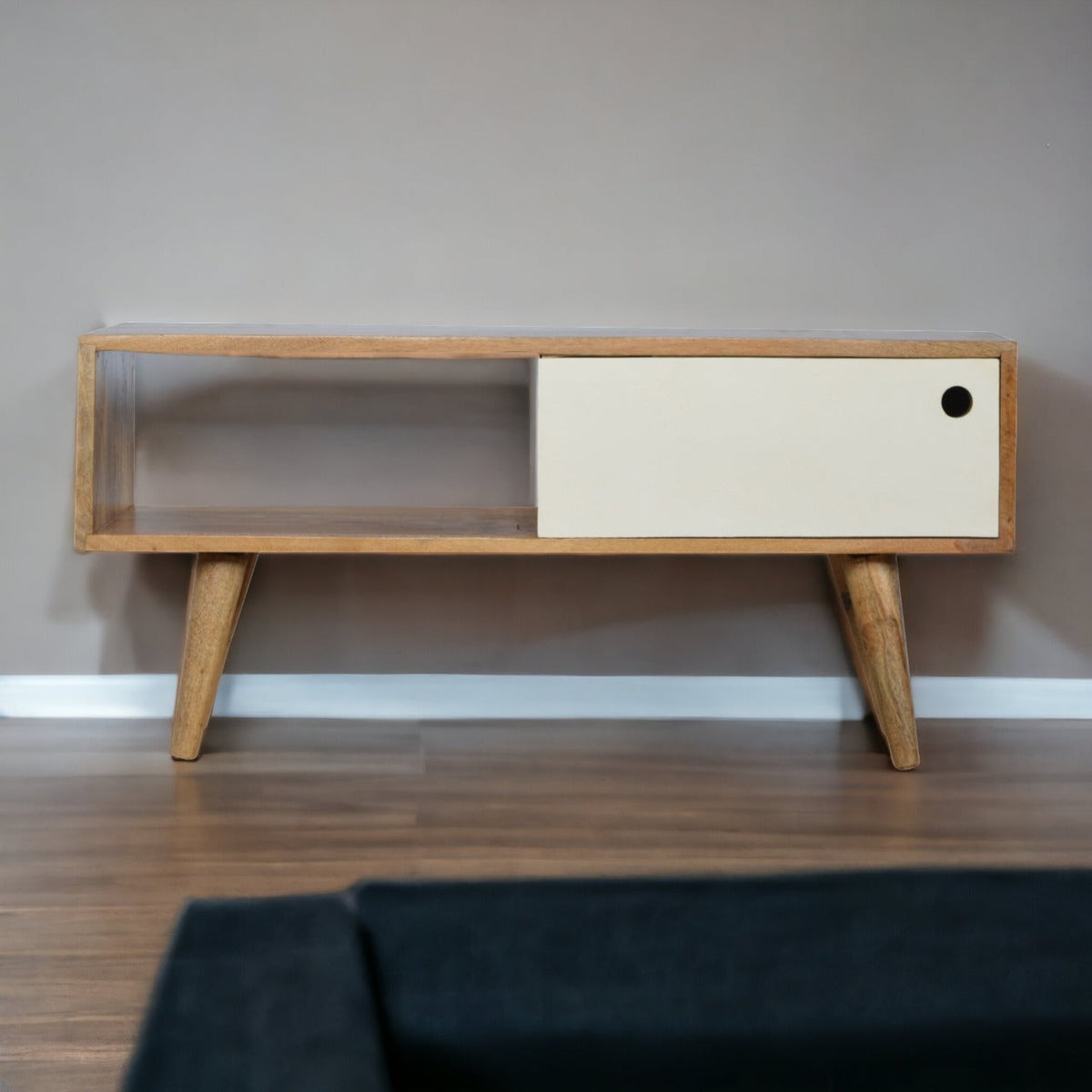 White Sliding TV Media Unit