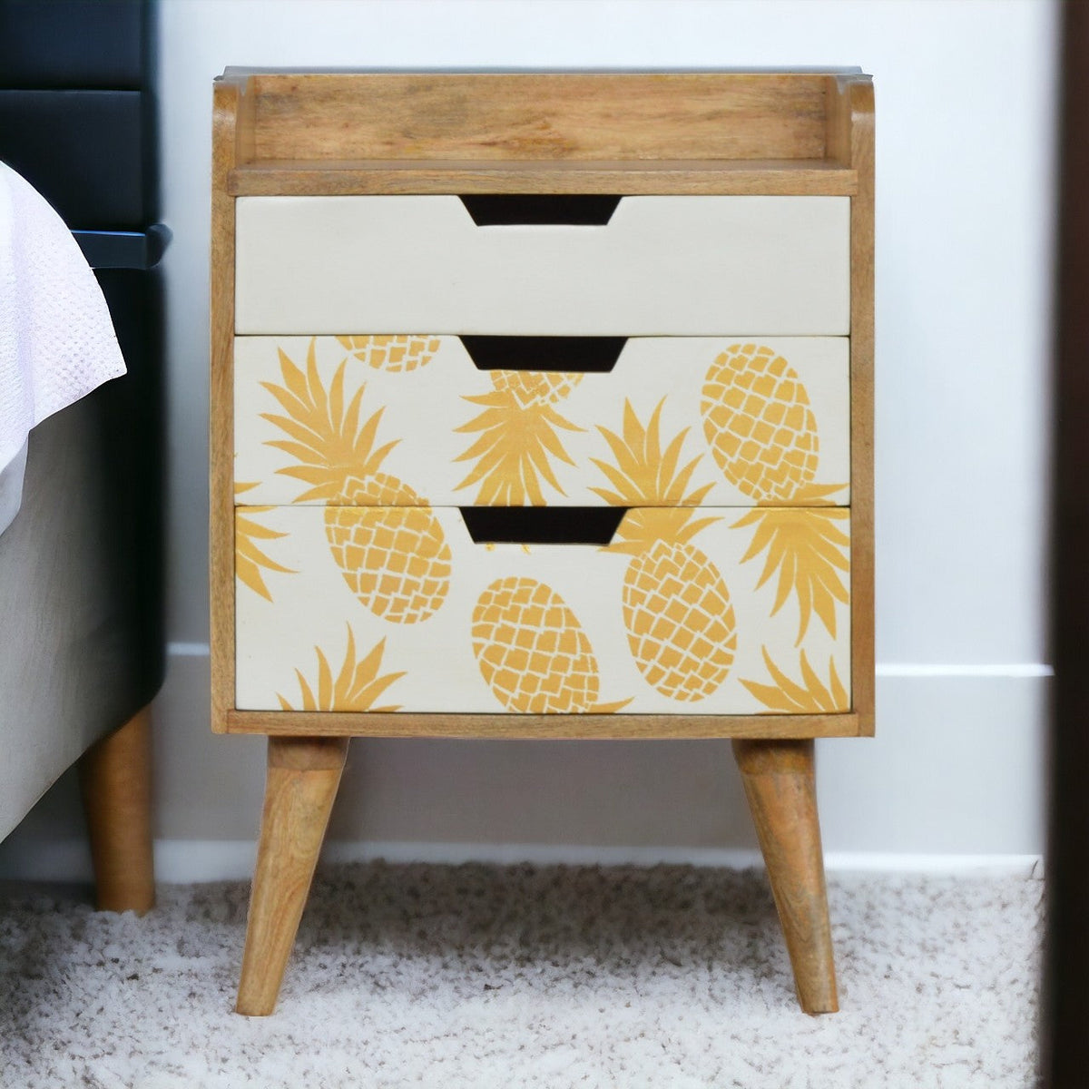 Pineapple Screen Printed Bedside Table