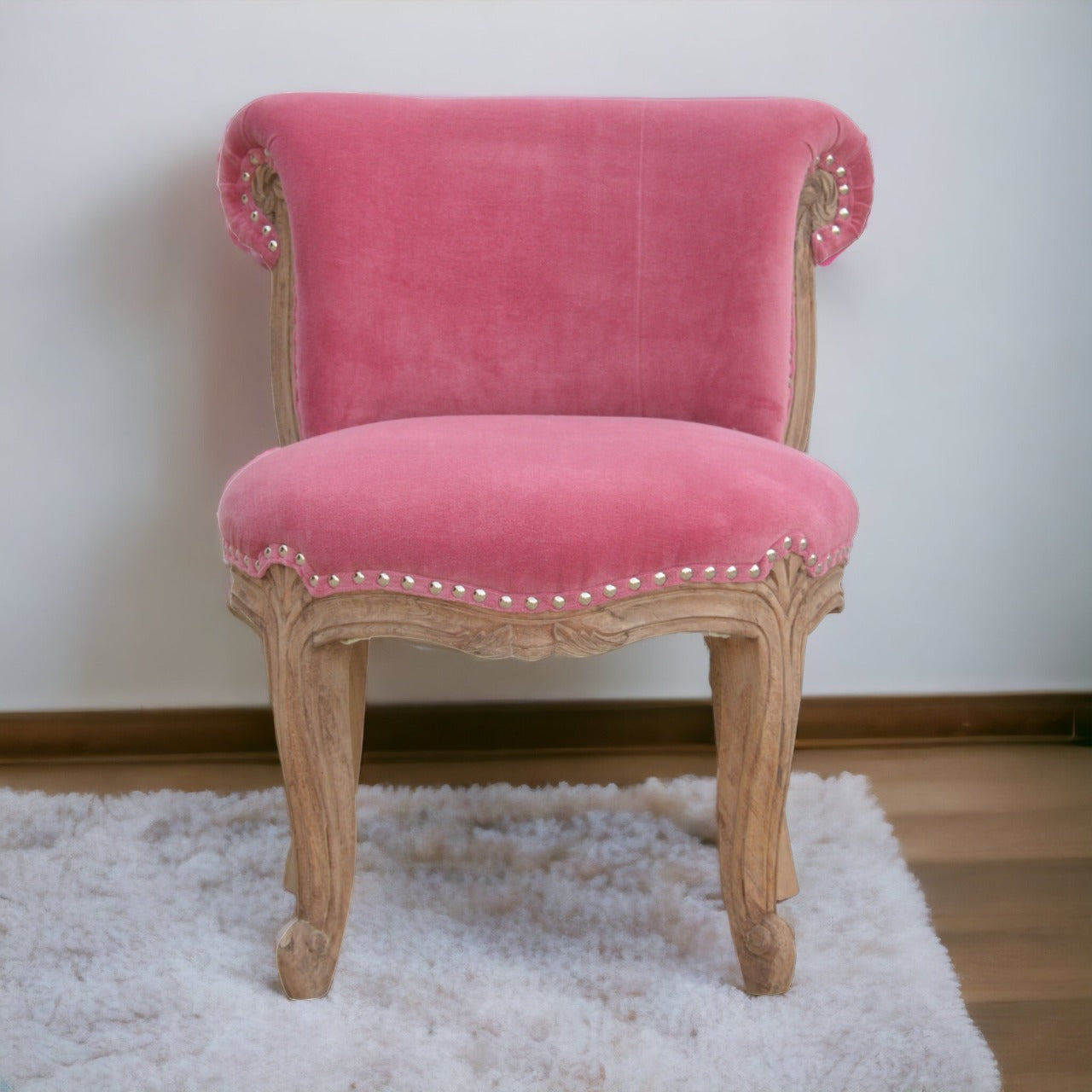Pink Velvet Studded Chair
