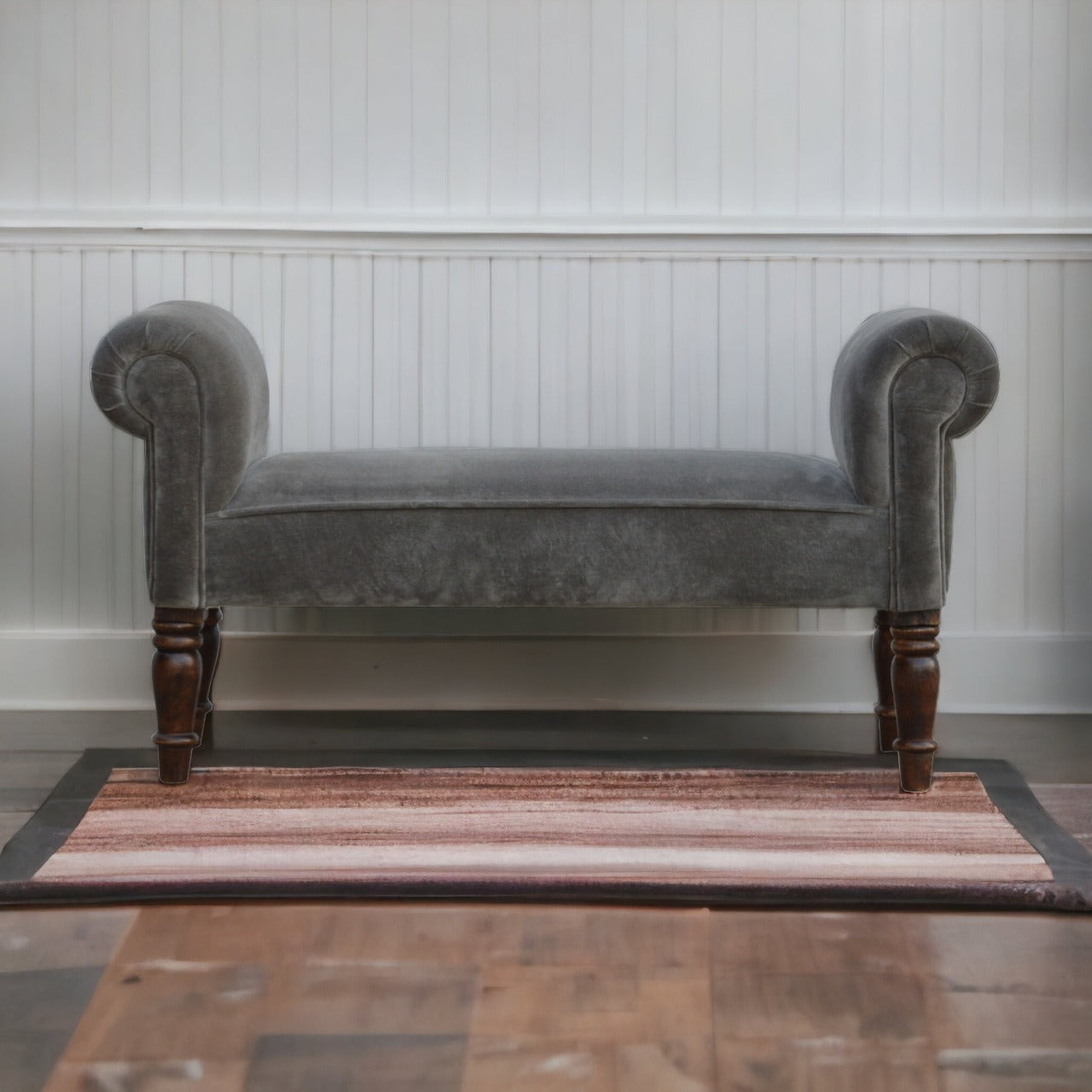 Grey Velvet Bench