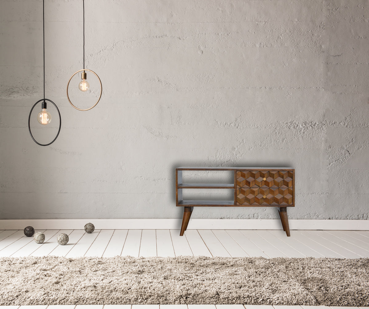 Chestnut Cube Carve Media Unit