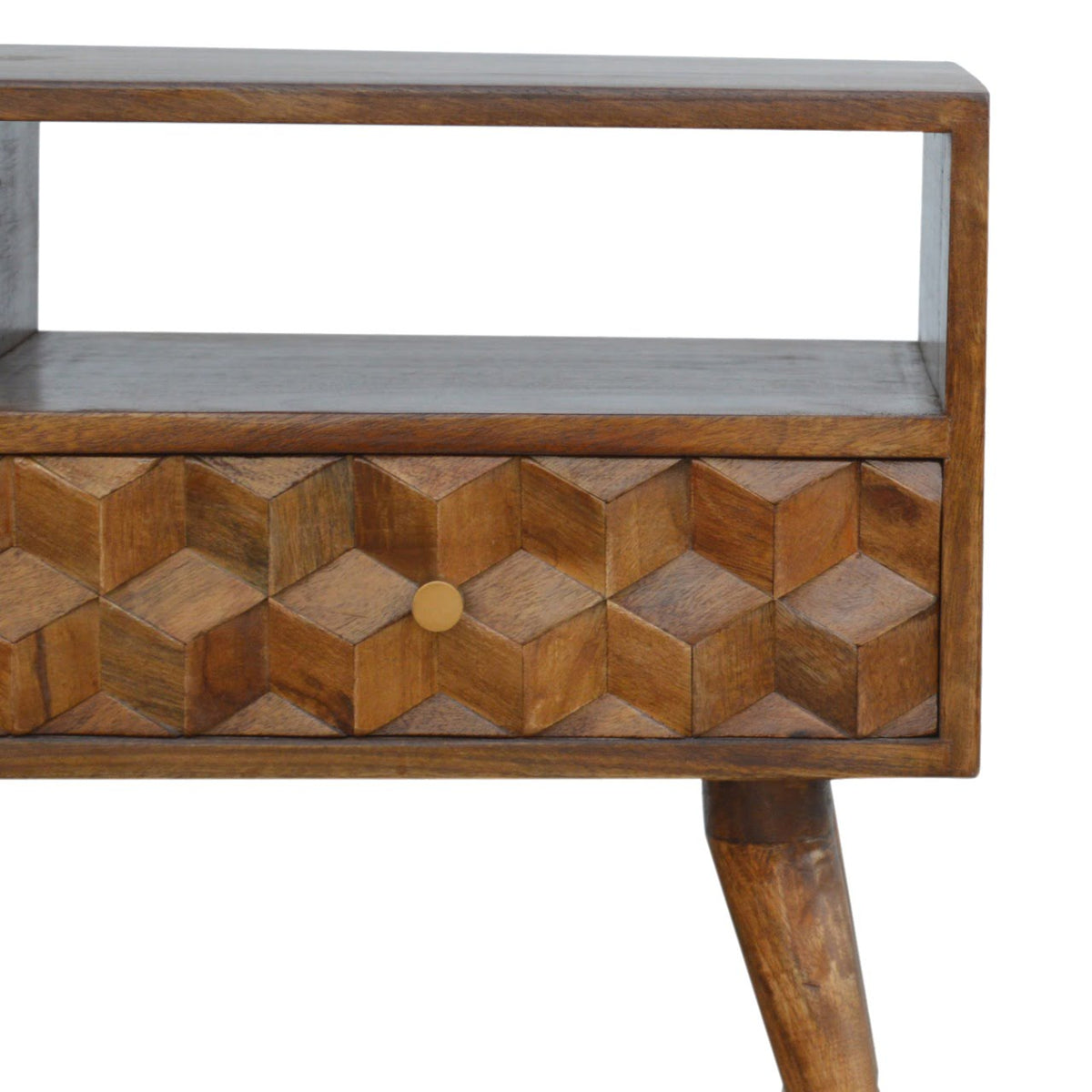 Chestnut Cube Carved TV Unit Chest of Drawers
