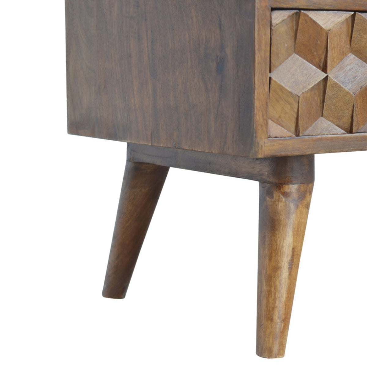 Chestnut Cube Carved TV Unit Chest of Drawers