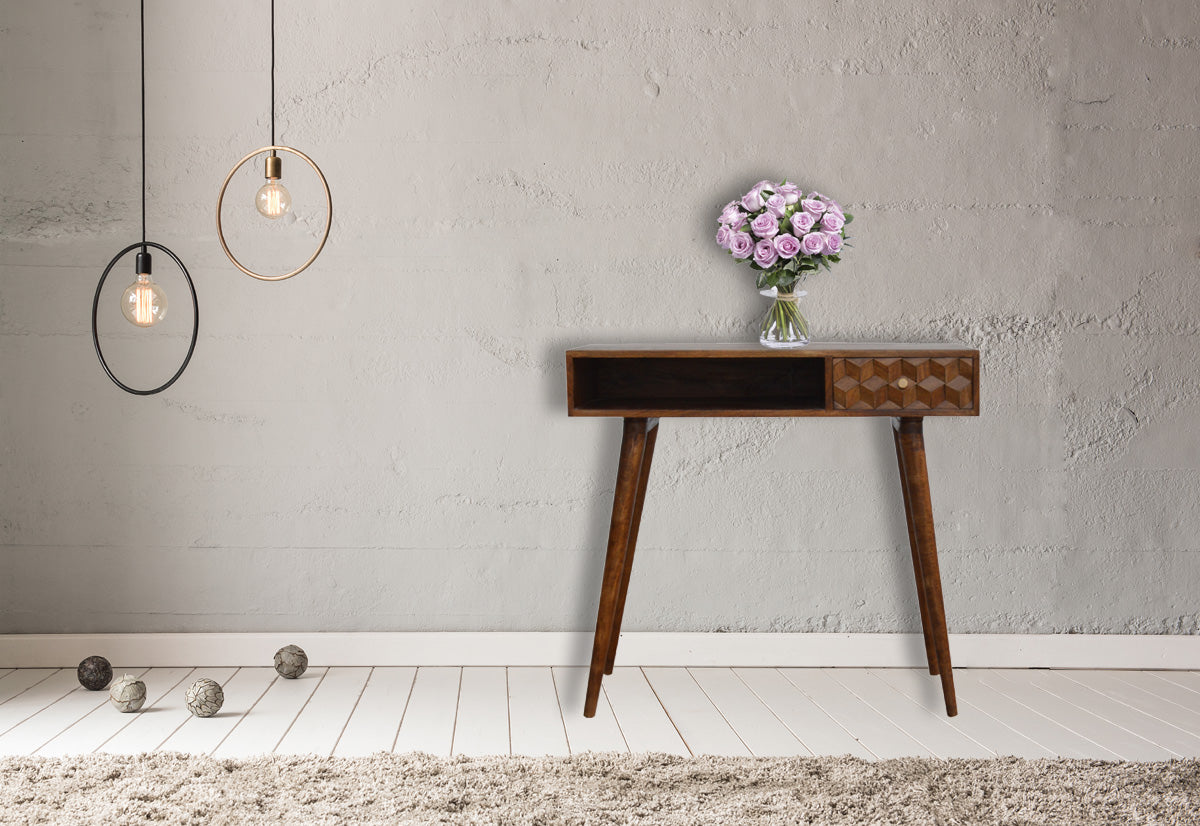 Chestnut Cube Carved Writing Desk