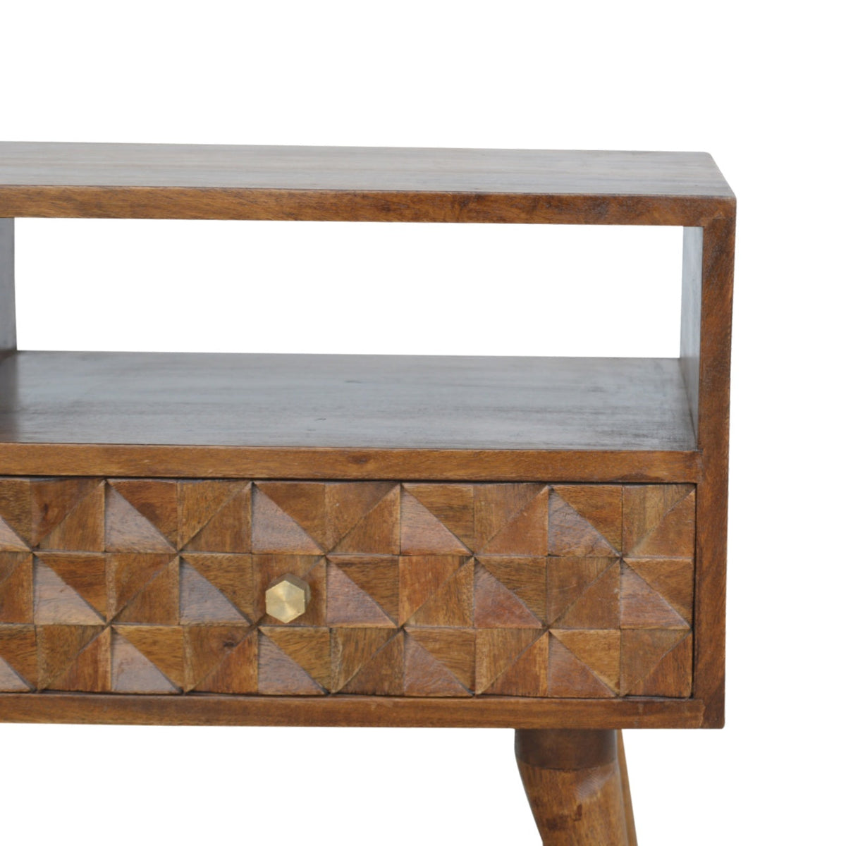 Chestnut Diamond Carved TV Unit Chest of Drawers