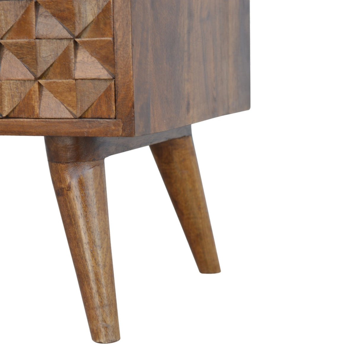 Chestnut Diamond Carved TV Unit Chest of Drawers