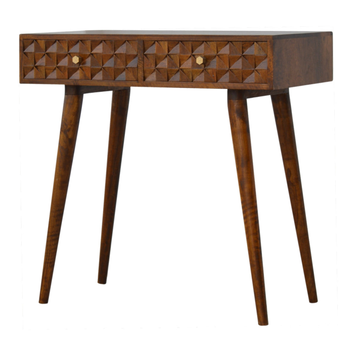 Chestnut Diamond Carve Console Chest of Drawers