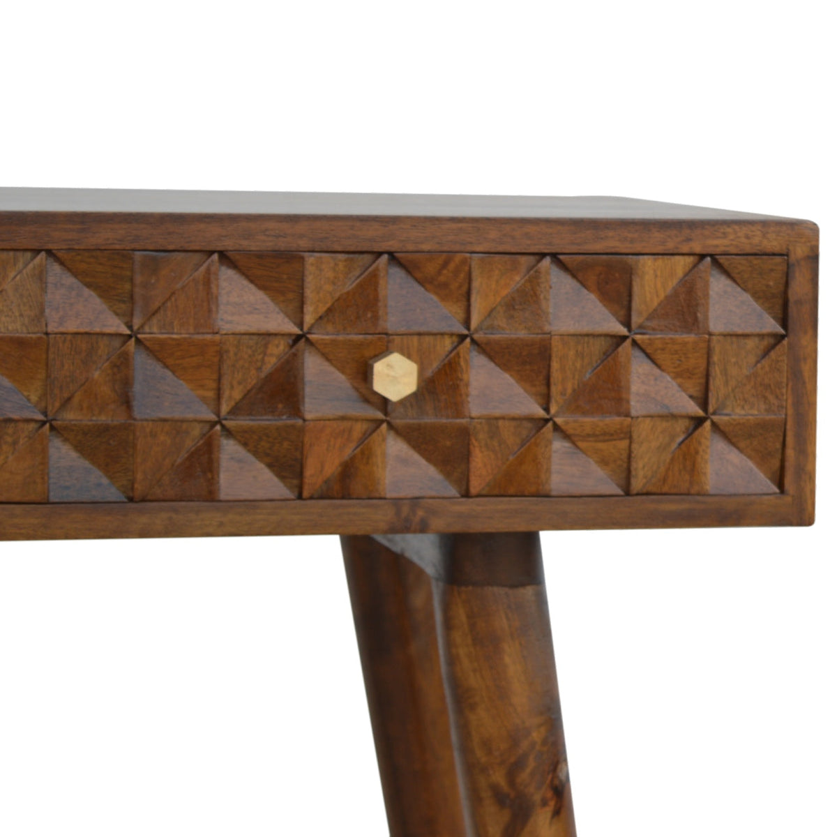 Chestnut Diamond Carve Console Chest of Drawers