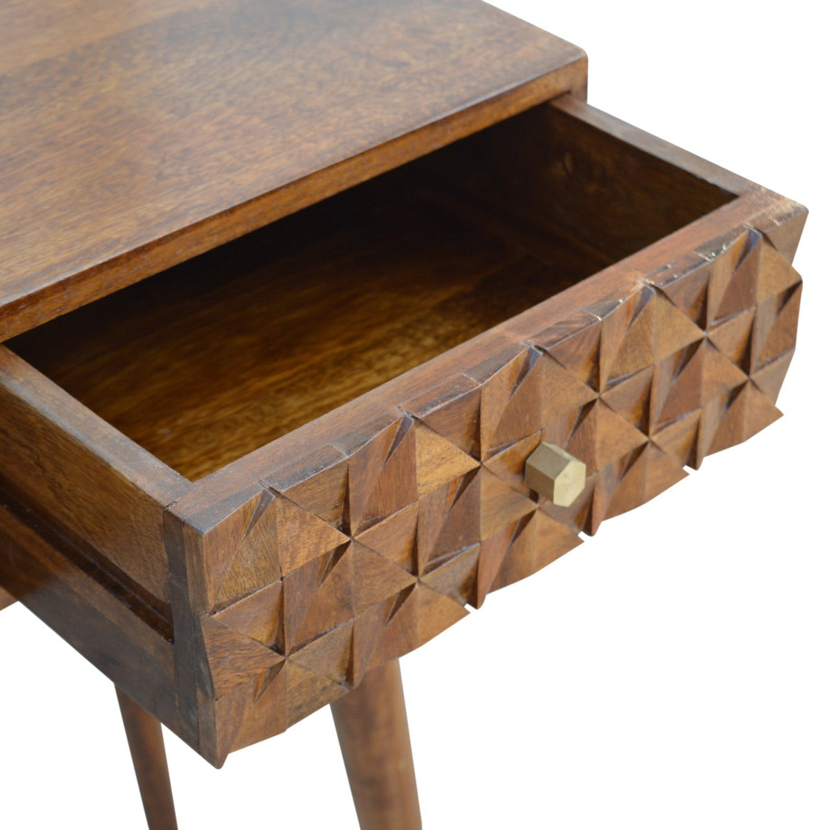 Chestnut Diamond Carve Console Chest of Drawers