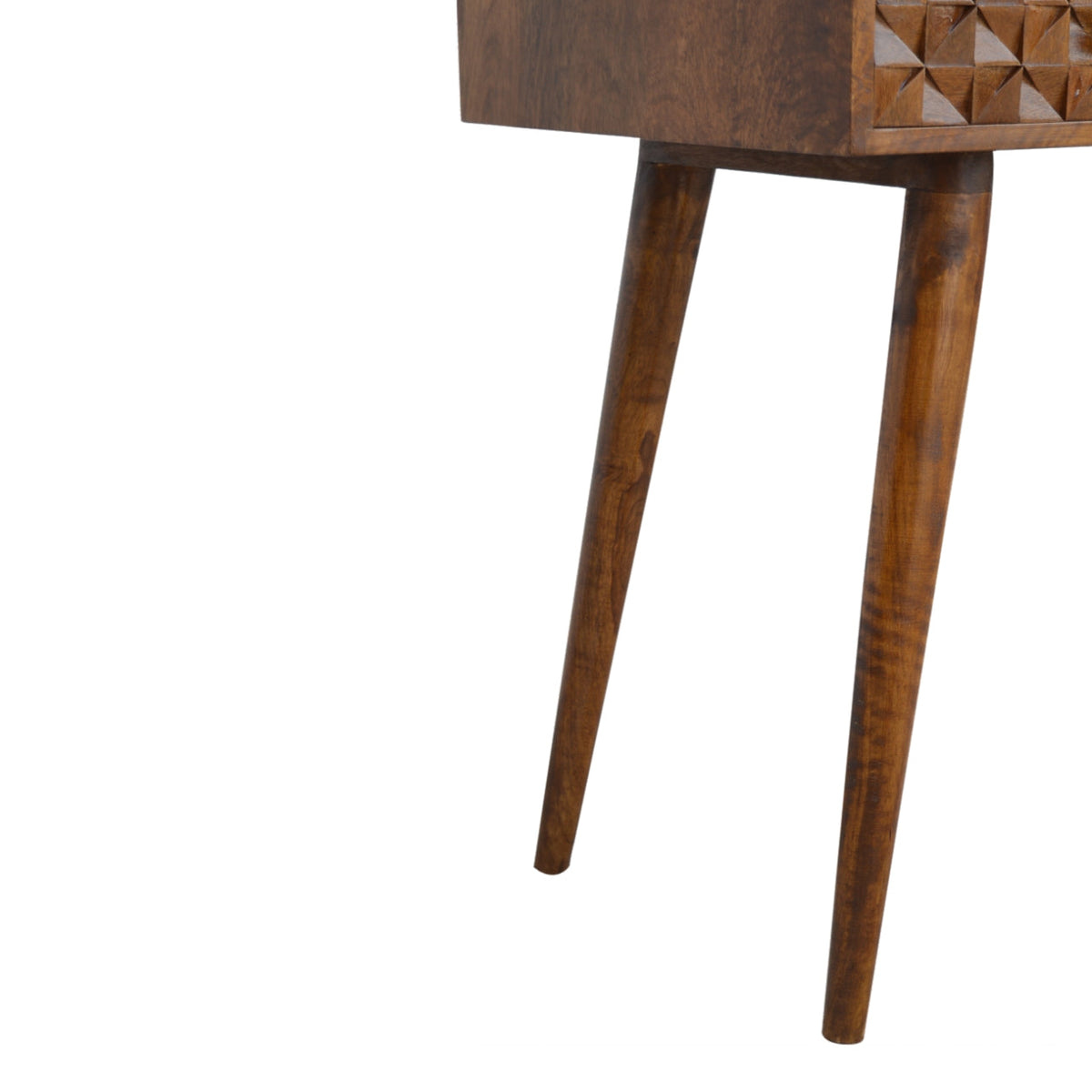 Chestnut Diamond Carve Console Chest of Drawers