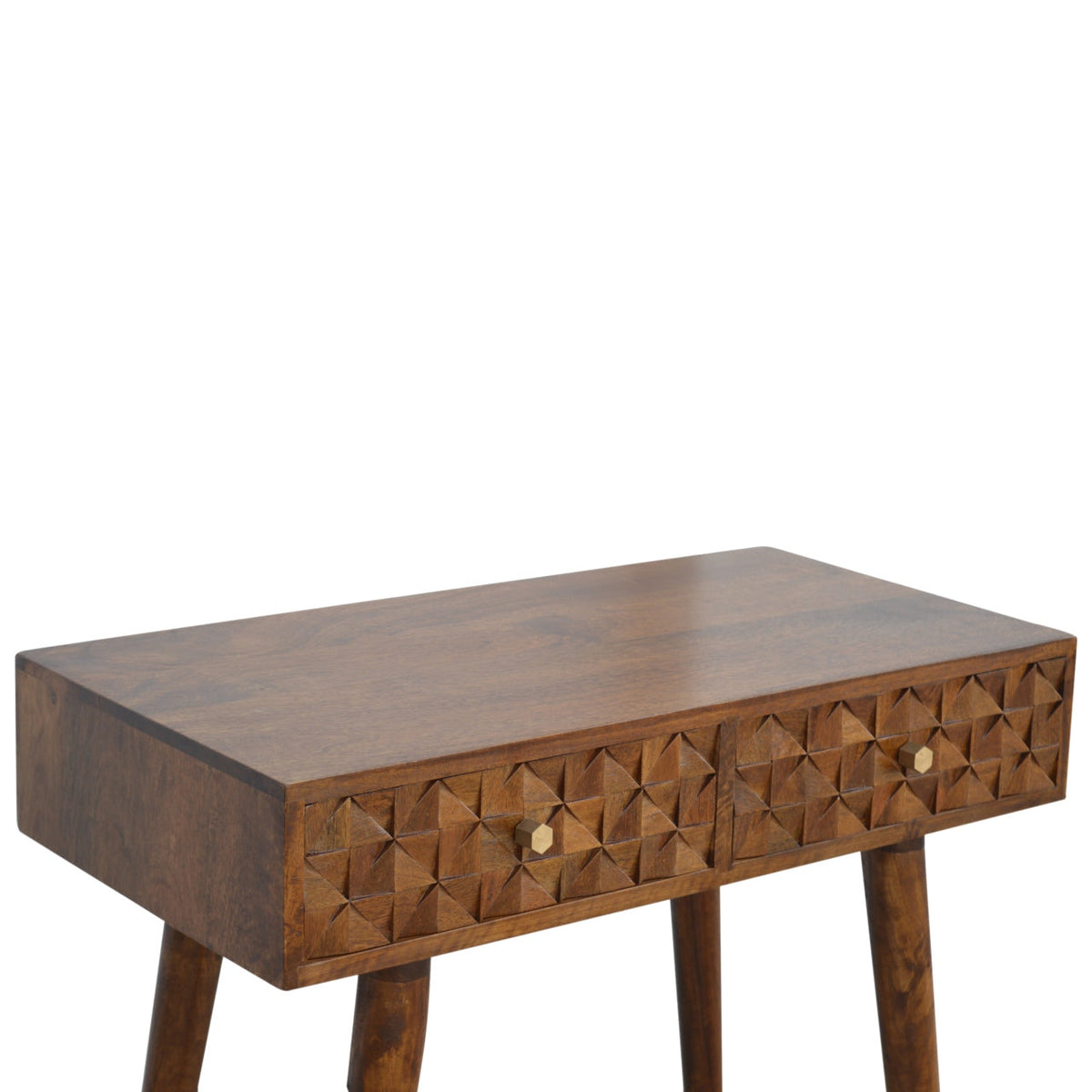 Chestnut Diamond Carve Console Chest of Drawers