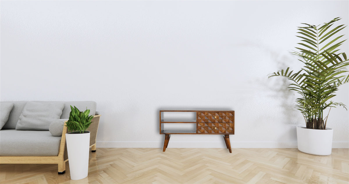 Chestnut Diamond Carve Media Unit