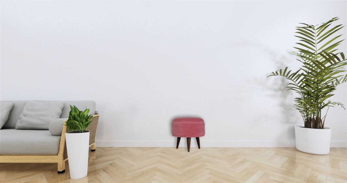 Pink Velvet Nordic Style Footstool