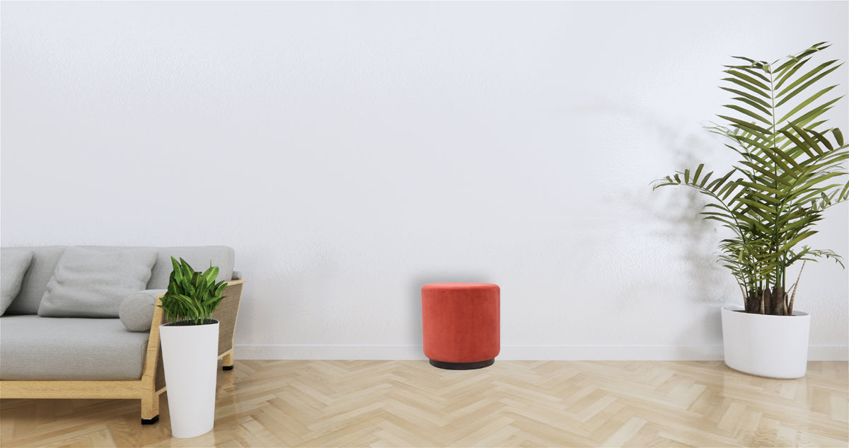 Large Brick Velvet Wooden Footstool