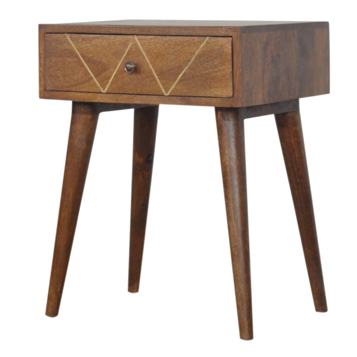 Geometric Brass Inlay Bedside Table