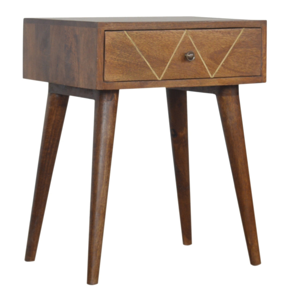 Geometric Brass Inlay Bedside Table