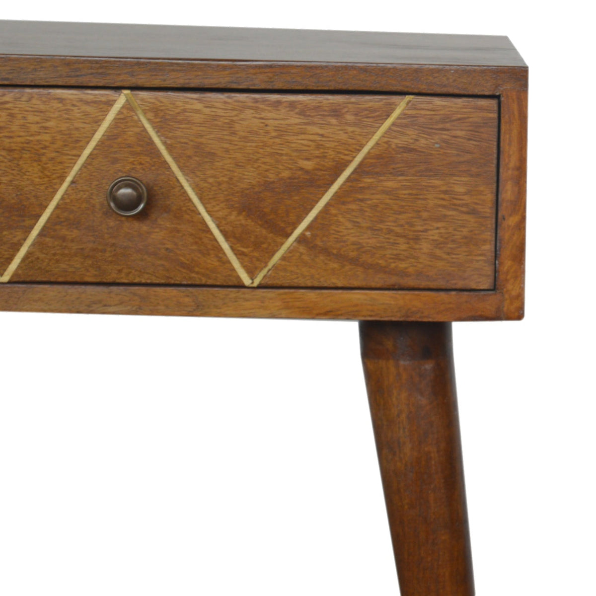 Geometric Brass Inlay Bedside Table