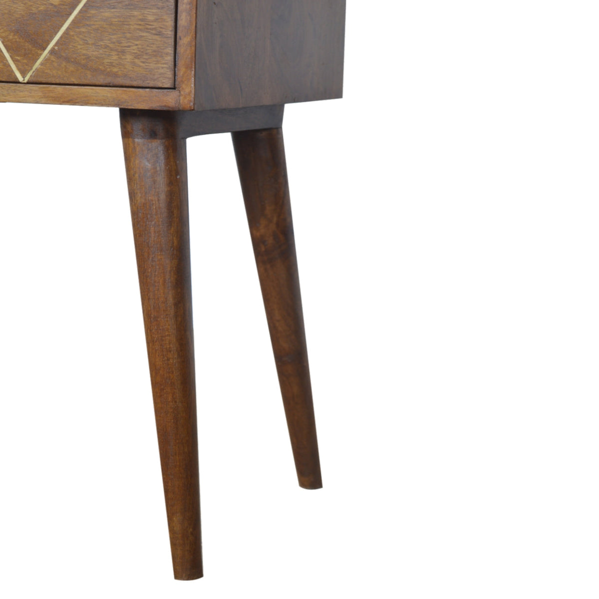Geometric Brass Inlay Bedside Table
