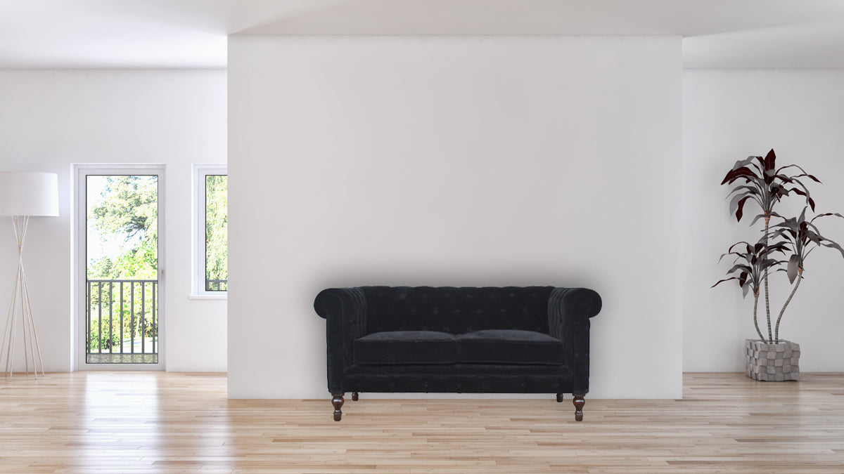 Black Velvet Chesterfield Sofa